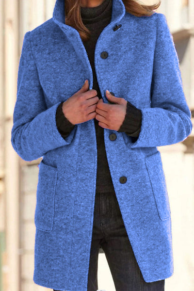 Casual Solid Solid Color Mandarin Collar Outerwear