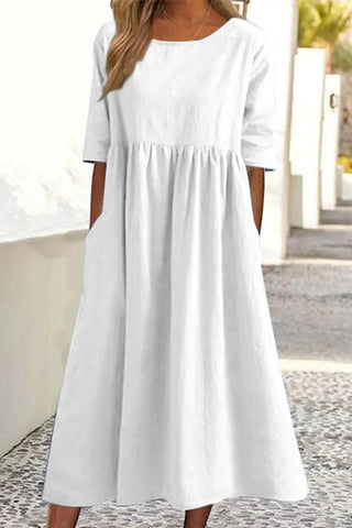 Casual Simplicity Solid Pocket O Neck A Line Dresses