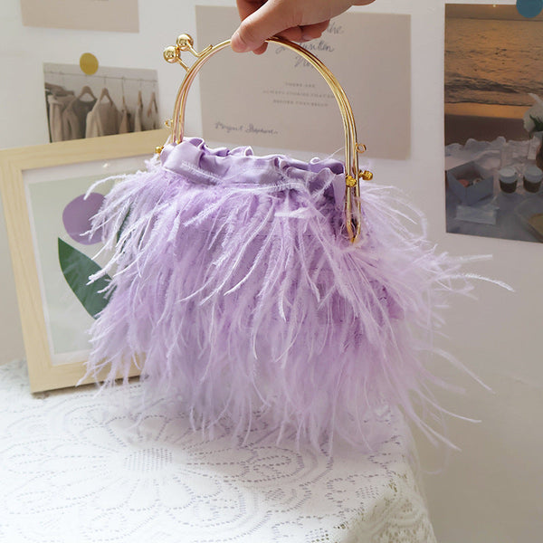 Casual Daily Party Solid Patchwork Feathers Bags