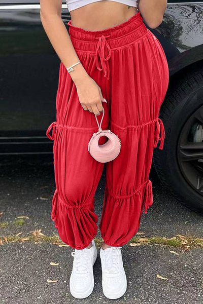 Casual Solid Patchwork Frenulum Fold High Waist Pencil Solid Color Bottoms