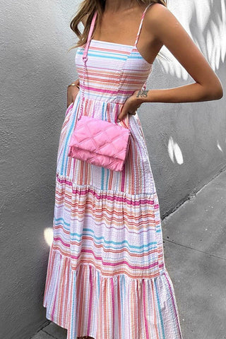 Casual Striped Pocket Sling Dress Dresses