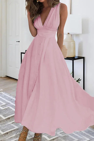 Elegant Solid V Neck A Line Dresses