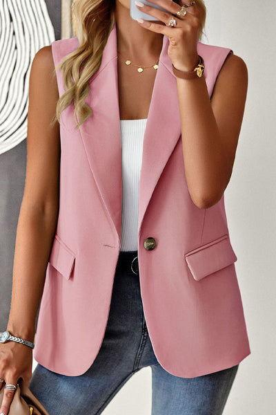 Casual Solid Buttons Turn-back Collar Tops