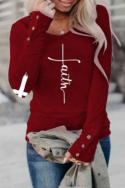 Street Print Letter O Neck Tops