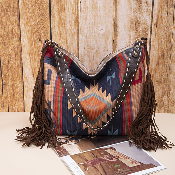 Casual College Color Block Tassel Bags