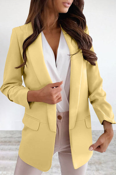 Elegant Solid Turn-back Collar Outerwear