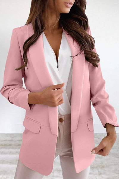 Elegant Solid Turn-back Collar Outerwear