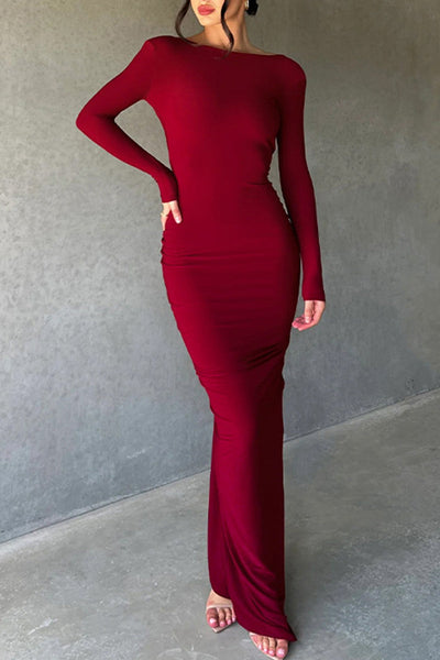 Sexy Solid Fold V Neck A Line Dresses