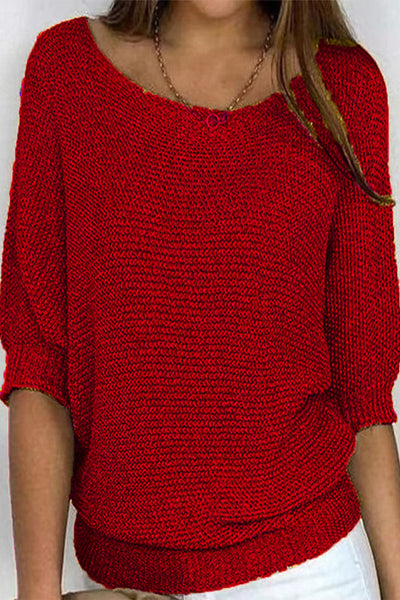 Casual Simplicity Solid O Neck Tops