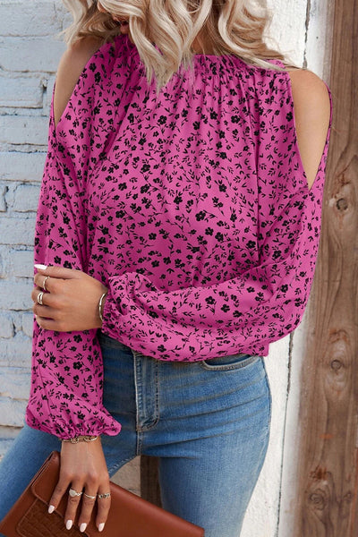 Sweet Print Patchwork O Neck Tops