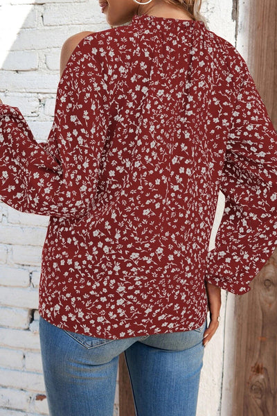 Sweet Print Patchwork O Neck Tops