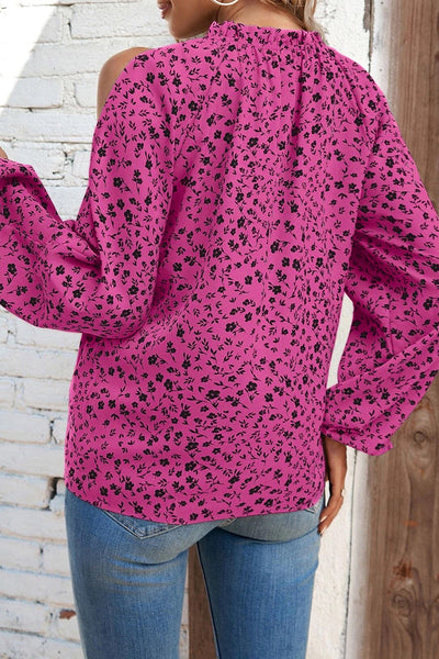 Sweet Print Patchwork O Neck Tops