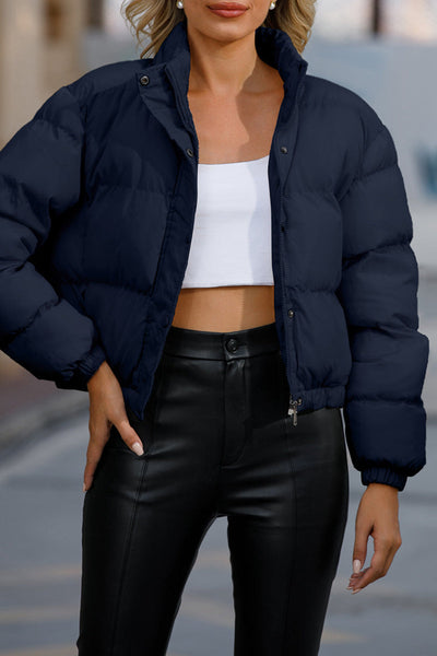 Casual Solid Pocket Turtleneck Outerwear