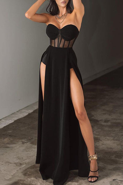 Sexy Elegant Solid Hollowed Out Strapless Dresses