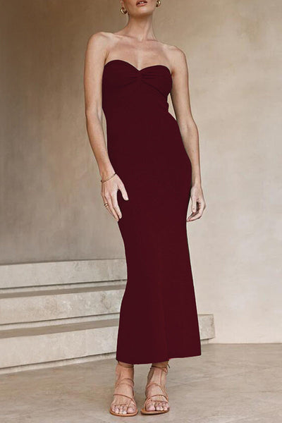 Sexy Solid Asymmetrical Strapless One Step Skirt Dresses