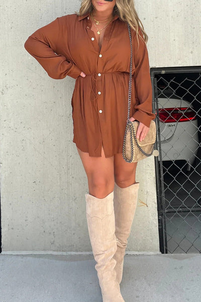Casual Simplicity Solid Frenulum Turndown Collar Long Sleeve Two Pieces