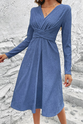 Sexy Elegant Solid Fold V Neck Waist Skirt Dresses