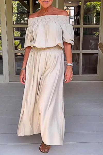 Elegant Solid Patchwork Off the Shoulder Loose Jumpsuits