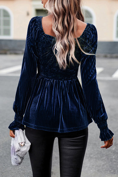 Elegant Solid Fold Square Collar Tops