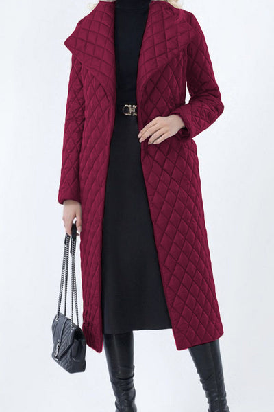Elegant Solid Pocket Turndown Collar Outerwear