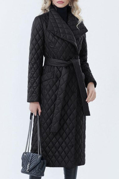 Elegant Solid Pocket Turndown Collar Outerwear