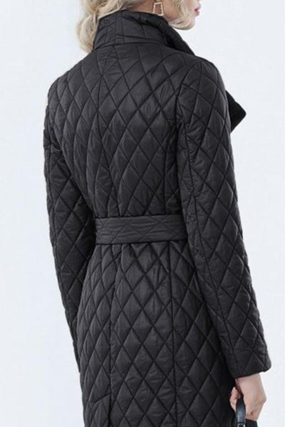 Elegant Solid Pocket Turndown Collar Outerwear