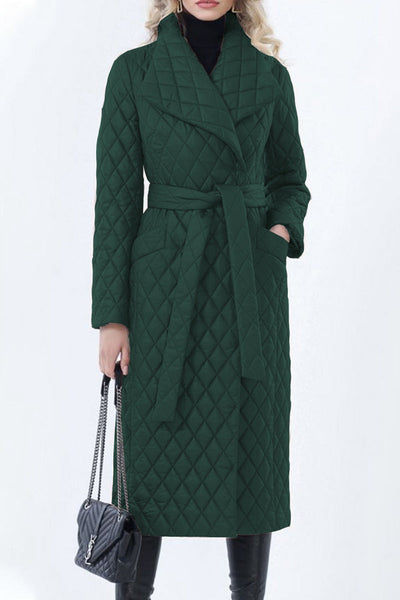 Elegant Solid Pocket Turndown Collar Outerwear