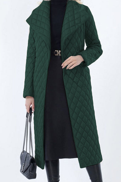 Elegant Solid Pocket Turndown Collar Outerwear