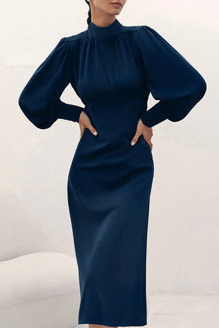 Elegant Formal Solid Frenulum Turtleneck Evening Dress Dresses