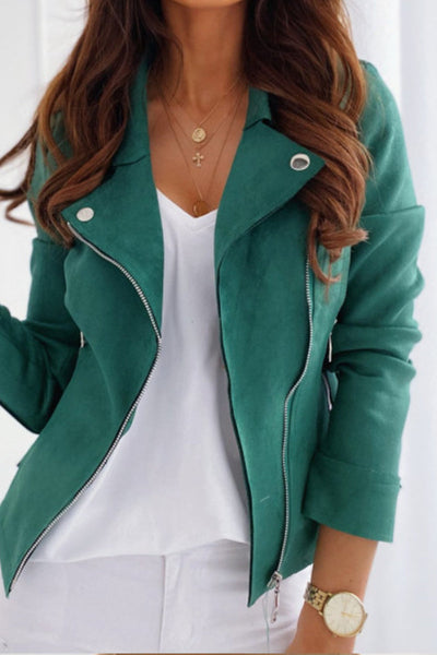Casual Street Solid Zipper Turndown Collar Outerwear