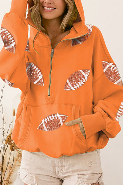 Casual Solid Pocket Patch Hooded Collar Tops