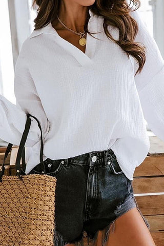Casual Elegant Solid Patchwork Turndown Collar Tops