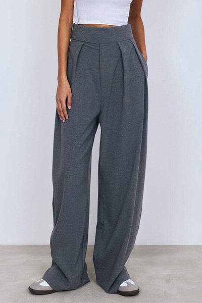 Casual Street Solid Patchwork Pocket Loose Low Waist Wide Leg Solid Color Bottoms