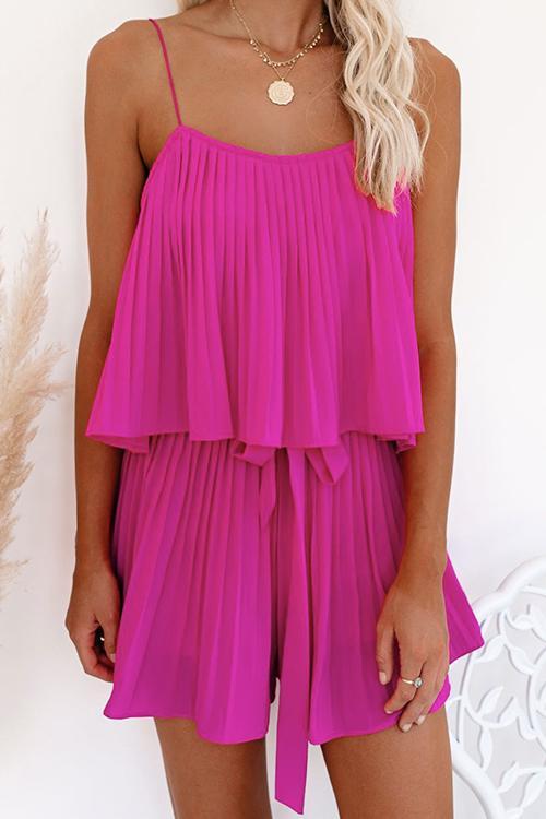 Pleated Belted Slip Mini Dress - girlyrose.com