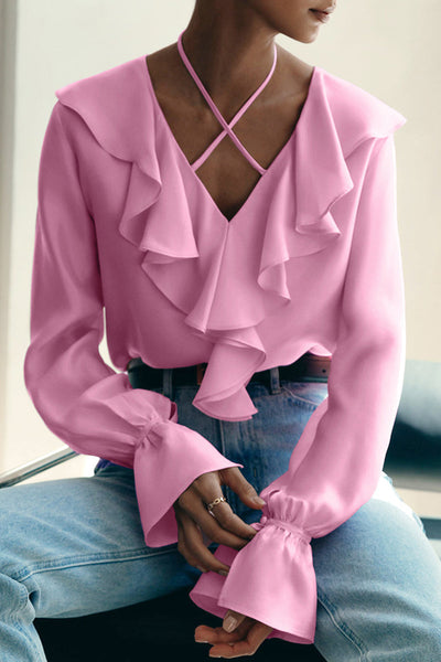 Elegant Simplicity Solid Flounce Halter Tops