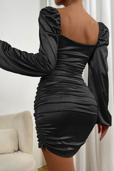 Sexy Solid Backless Asymmetrical Square Collar Wrapped Skirt Dresses