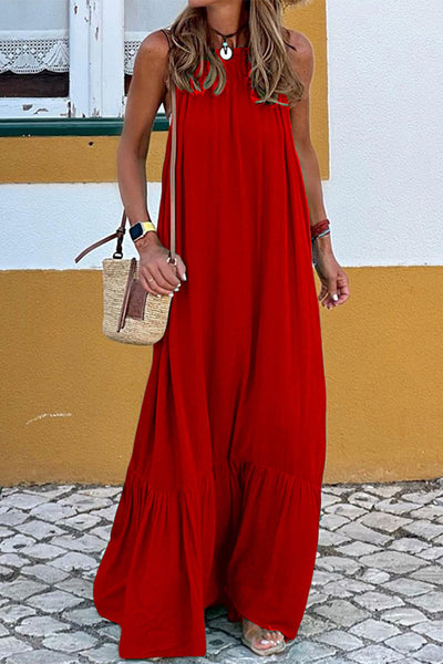 Casual Solid Patchwork O Neck Sleeveless Dress Dresses
