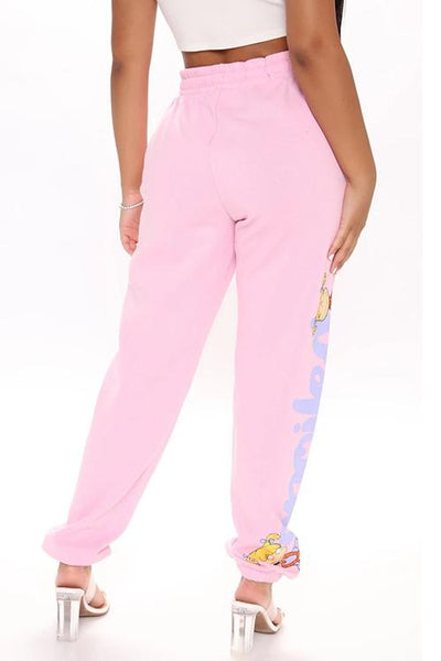 Cartoon Print Drawstring Sweaterpants - girlyrose.com