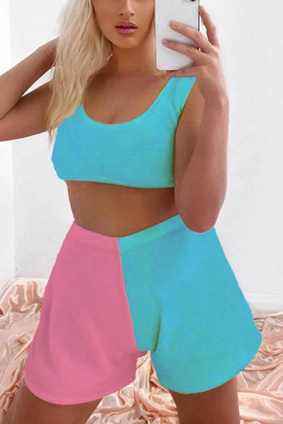 Color Block Tank Shorts Set