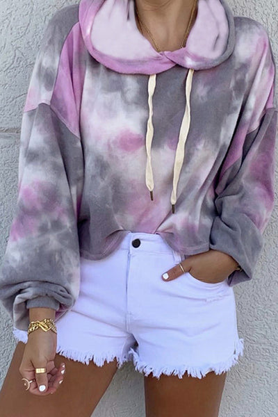 Tie Dye Drawstring Loose Hoodie