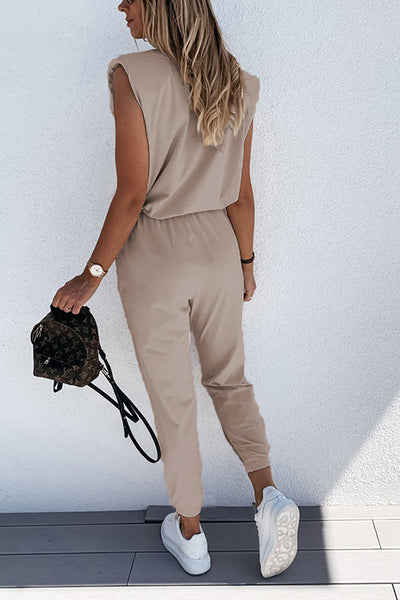 Padded Shoulder T Shirt Pants Set