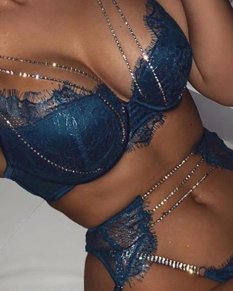 Cut-out Chain Push-up Bra Lingerie Costumes - girlyrose.com