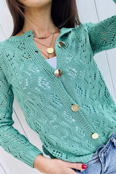 Hollow Button Cardigan