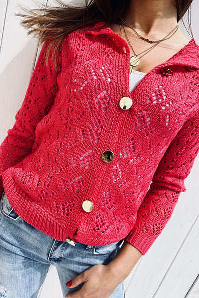 Hollow Button Cardigan