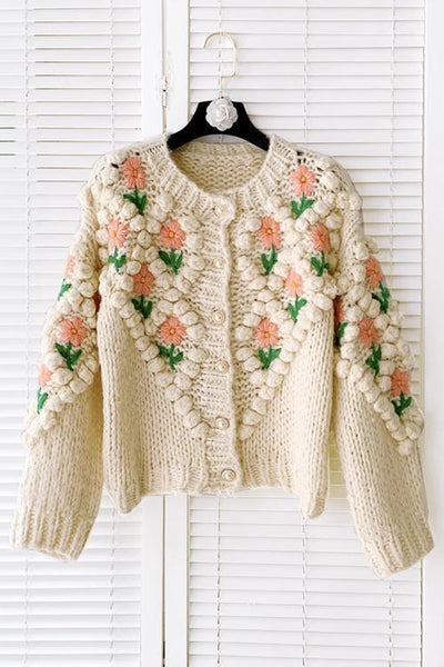 Floral Pearl Button Cardigan