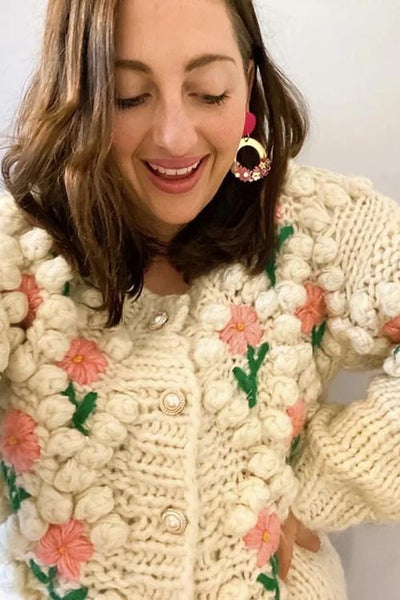 Floral Pearl Button Cardigan