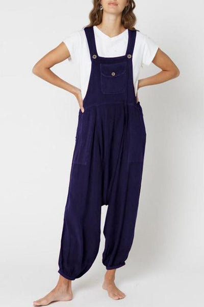 Drop-crotch Side Button Jumpsuit - girlyrose.com