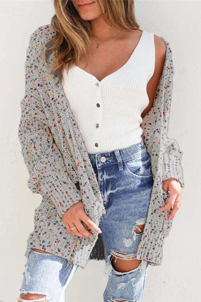 Dot Pockets Loose Cardigan