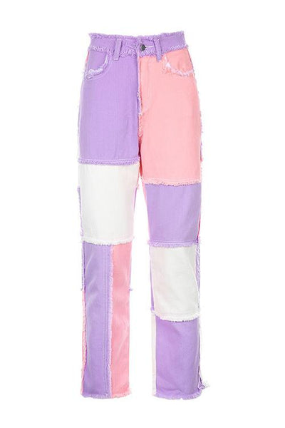 Color Block Patchwork Jeans