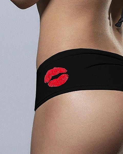 Lip Print Ruched Panty - girlyrose.com